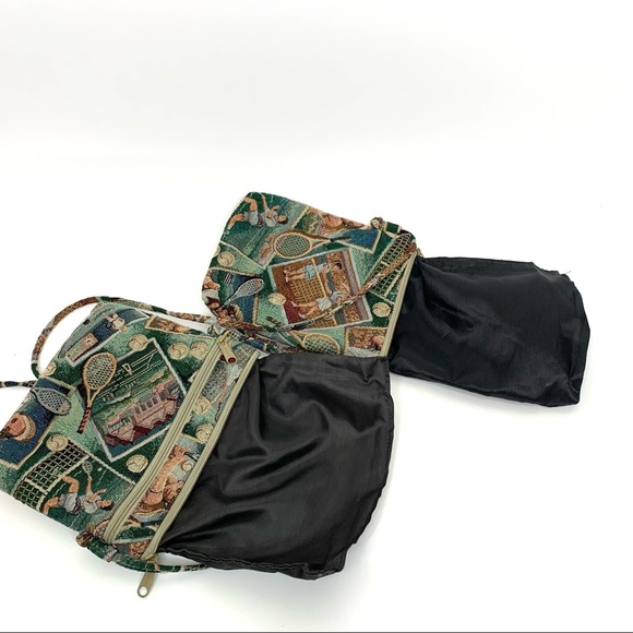 Dove Rare Vintage Two Piece Set Tennis Graphic Tapestry Crossbody Bag Purses - Picture 6 of 14